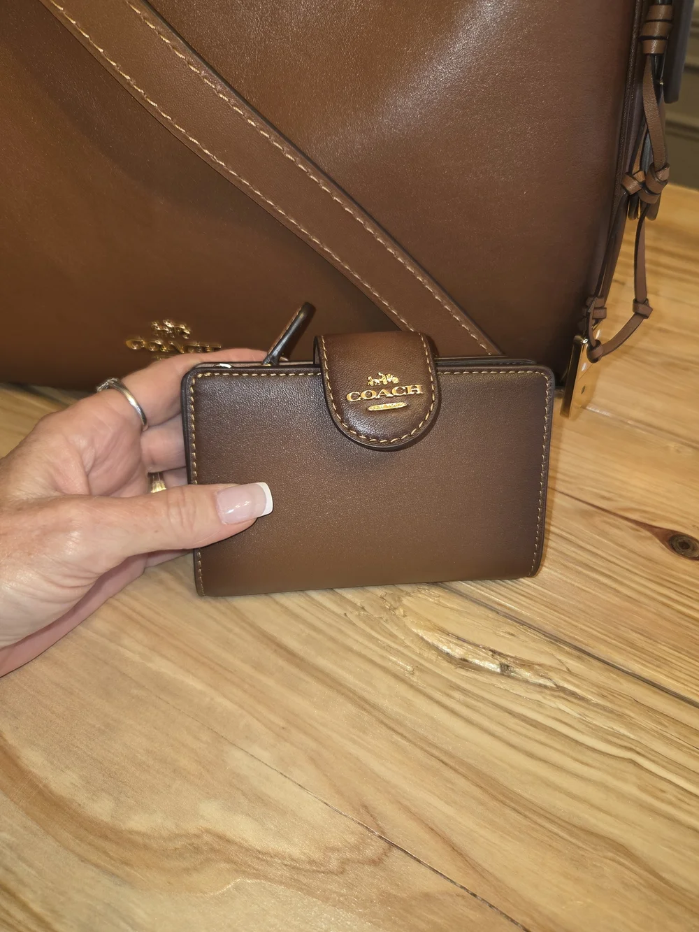Coach Ella Brown Leather Shoulder Bag with Matching Wallet